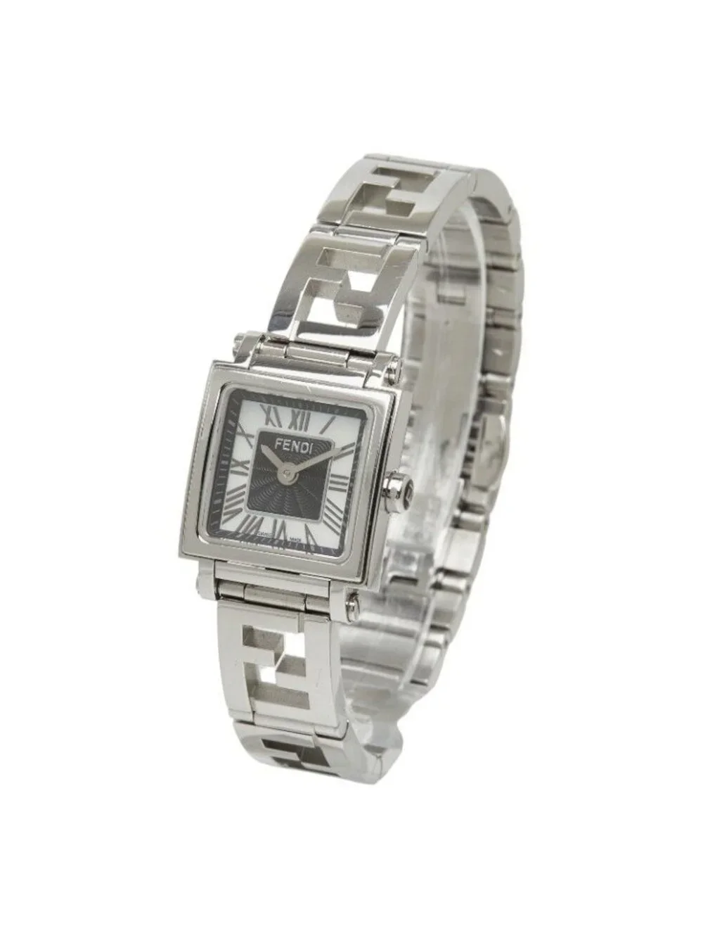 Fendi Quadro Mini Watch White Black Silver Stainless Steel